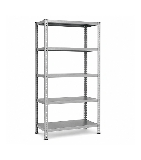 Supershine 5-tier MS powder coated slotted angle rack for industrial laundry linen storage