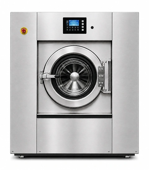 Supershine SBW 70 barrier type washer  extractor, 70 kg capacity, stainless steel pass-through design,  front view