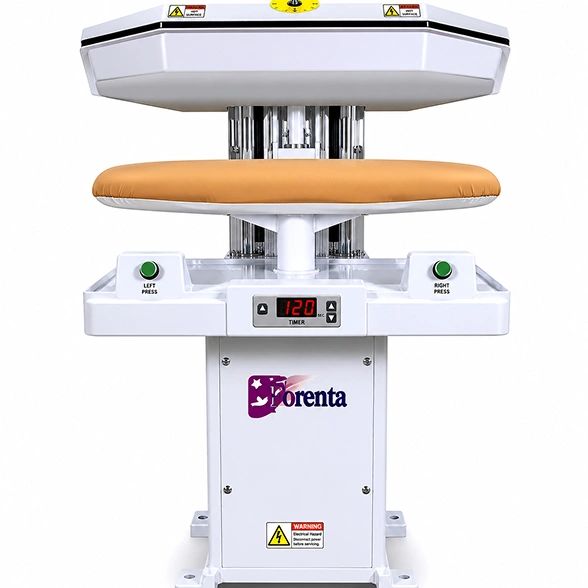 Forenta 27 VSB/VST two-button press showing collar-cuff buck, dual activation buttons, and built-in timer