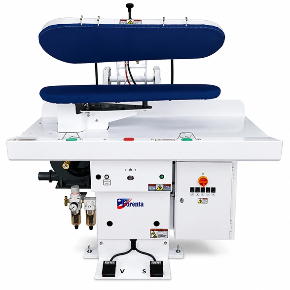 Forenta 421SR-SC self-contained dry cleaning press with integrated boiler and compressed air controls
