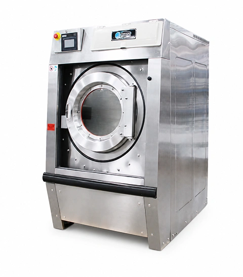 Image SP-65 softmount washer extractor front view, medium industrial laundry machine, large door opening