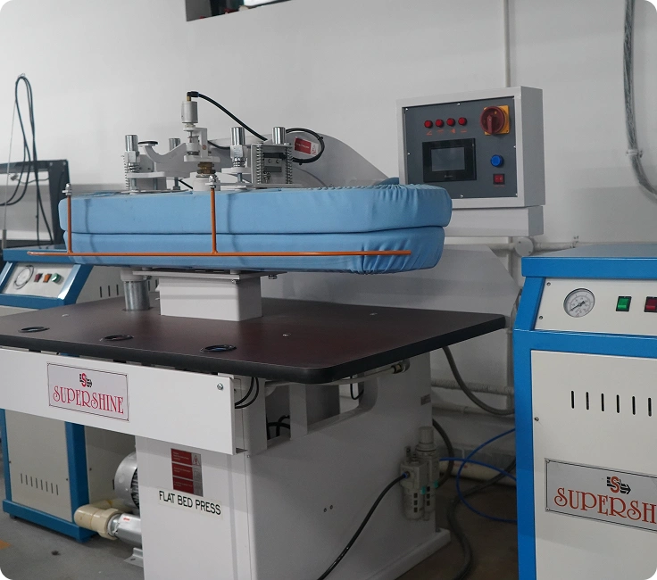 Supershine flat bed press installed at Lady Hardinge Medical College and Hospital's in-house laundry facility, New Delhi
