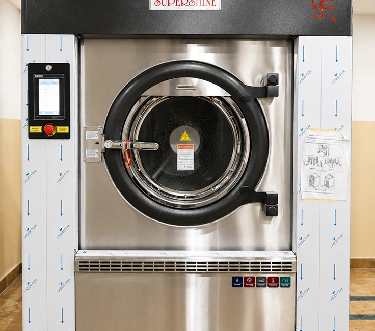 Supershine large capacity hardmount washer extractor with touchscreen control panel at Damodar Dham Nathdwara