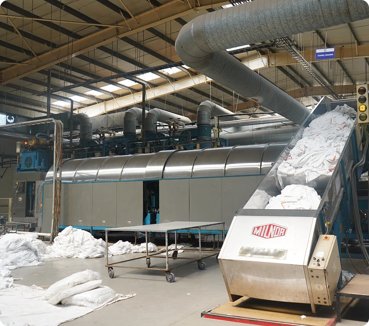Central Linen Park Bhiwadi Milnor Tunnel Washer System With Linen Conveyor And Industrial Exhaust Infrastructure